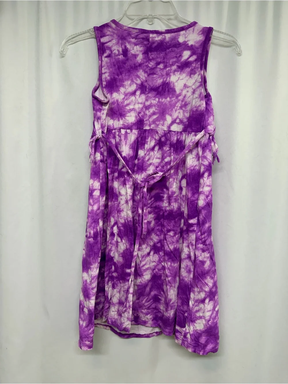 Justice Purple Tie Dye Fringe Dress Girls Size 14 Sleeveless Boho Summer
